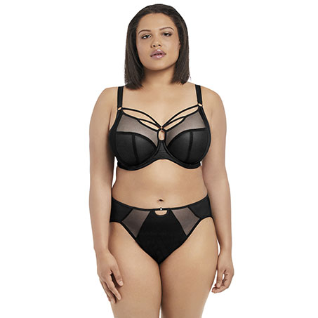 Black strappy plunge bra sets